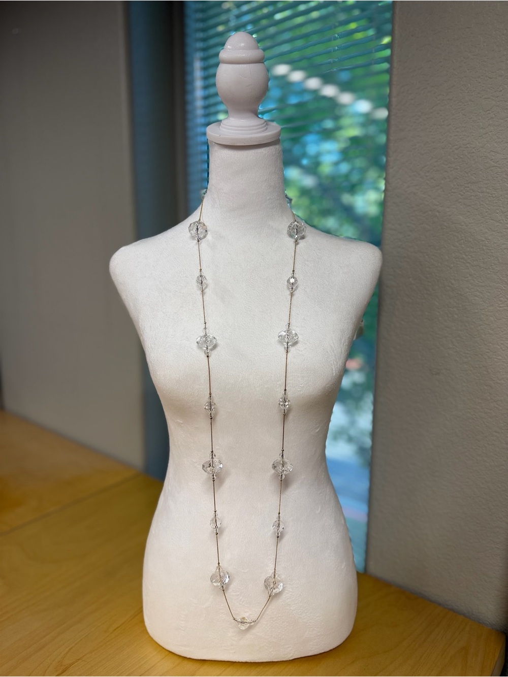 Vintage Art Deco 14k Gold Plated Clear Lucite Station Necklace Y2K Glam